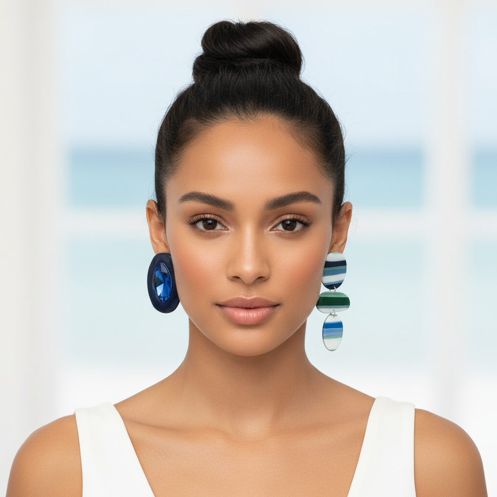 Azura Abyss Brincos Azul Profundo