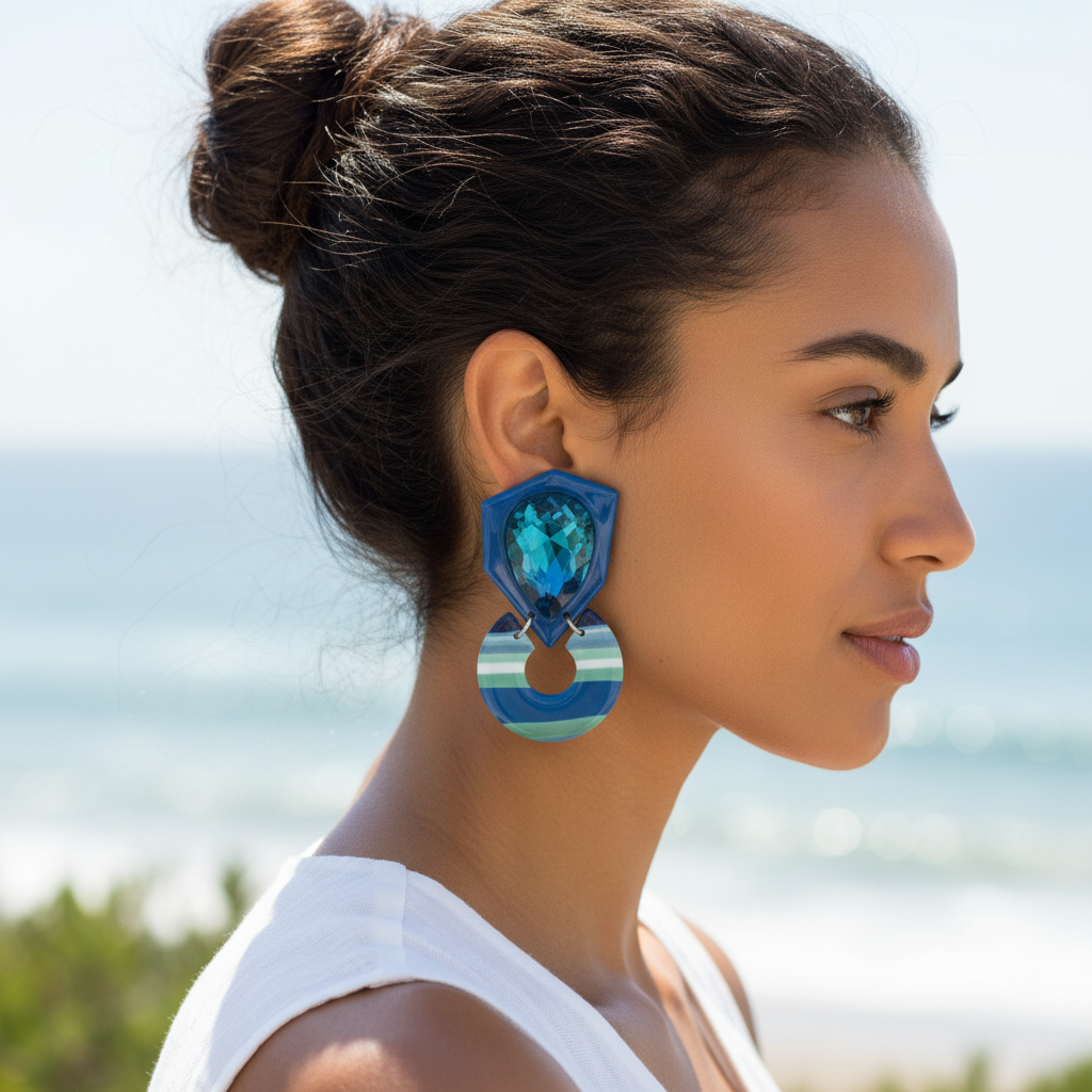 Azura Lagoon brincos exclusivos artesanais