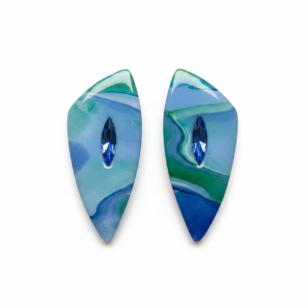 Azura Reef  Brincos Elegantes Azuis e Verdes