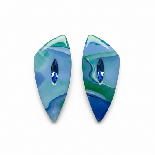 Azura Reef  Brincos Elegantes Azuis e Verdes